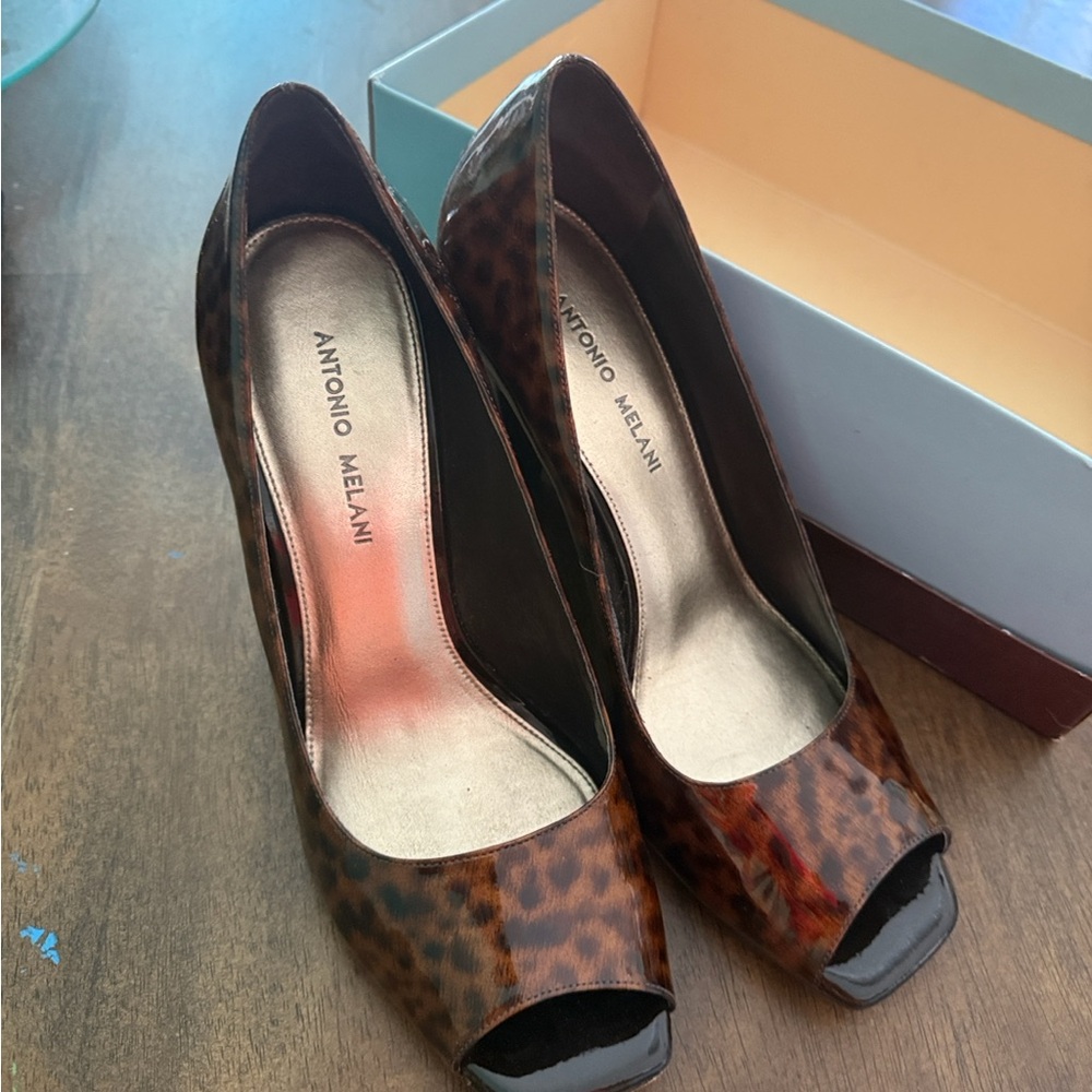 Antonio Melani Animal Print Peep Toe Heels